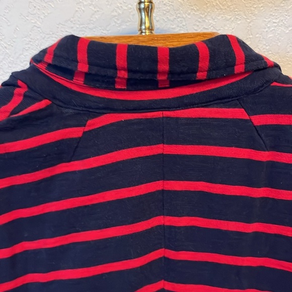 J CREW ~ Women’s 100% Cotton Striped Blue and Red Two Button Blazer - Picture 7 of 8